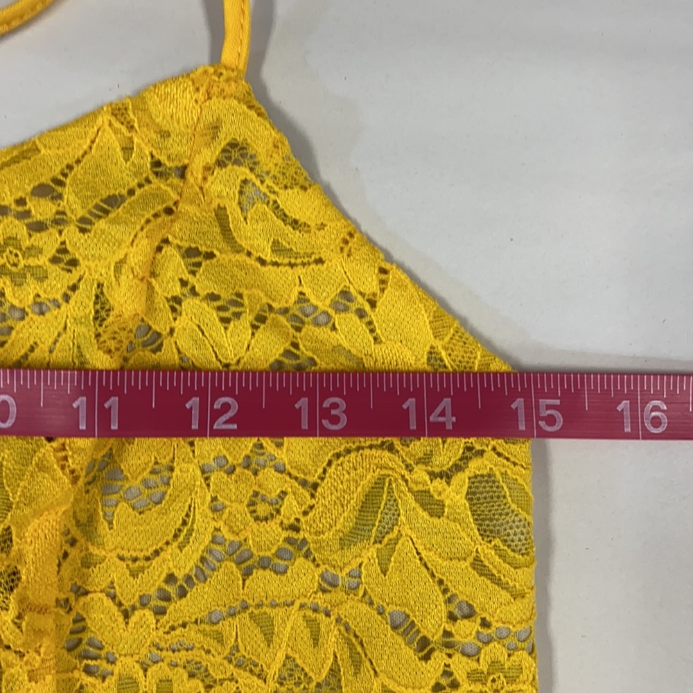 Yellow Lace Sexy Semi Formal Sundress Dress XL - Picture 4 of 6